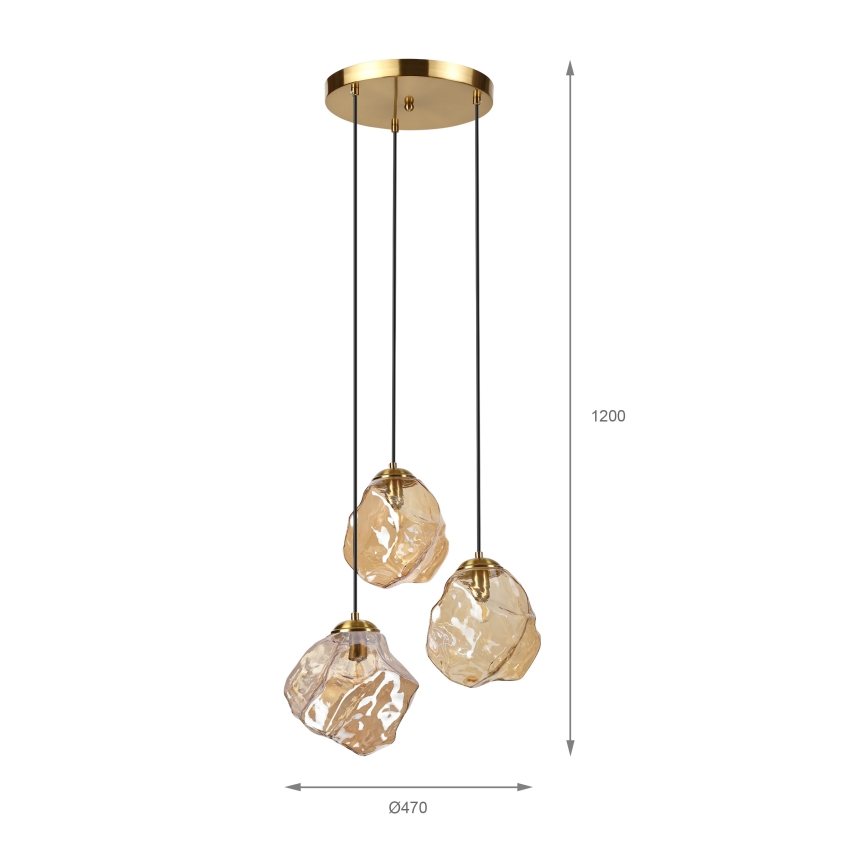 Люстра на тросе CRISTAL 3xE14/15W/230V латунь/дымчато-бежевый