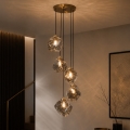 Люстра на тросе CRISTAL 5xE14/15W/230V латунь/дымчато-чёрный