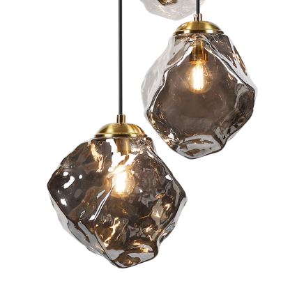 Люстра на тросе CRISTAL 5xE14/15W/230V латунь/дымчато-чёрный