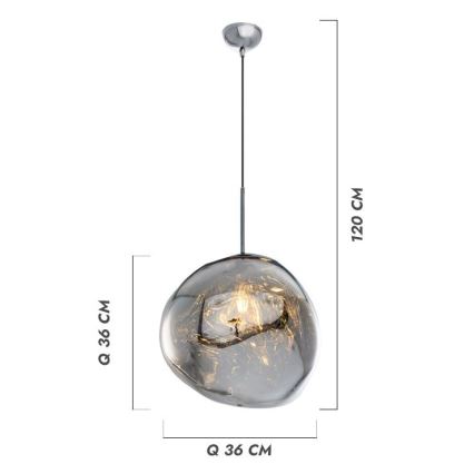 Люстра на тросе CRUMPLED 1xE27/24W/230V, Ø 26 см, медная