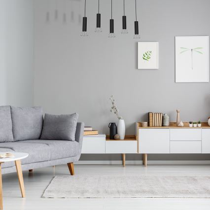 Люстра на тросе DANTE 5xGU10/25W/230V черная/блестящий хром