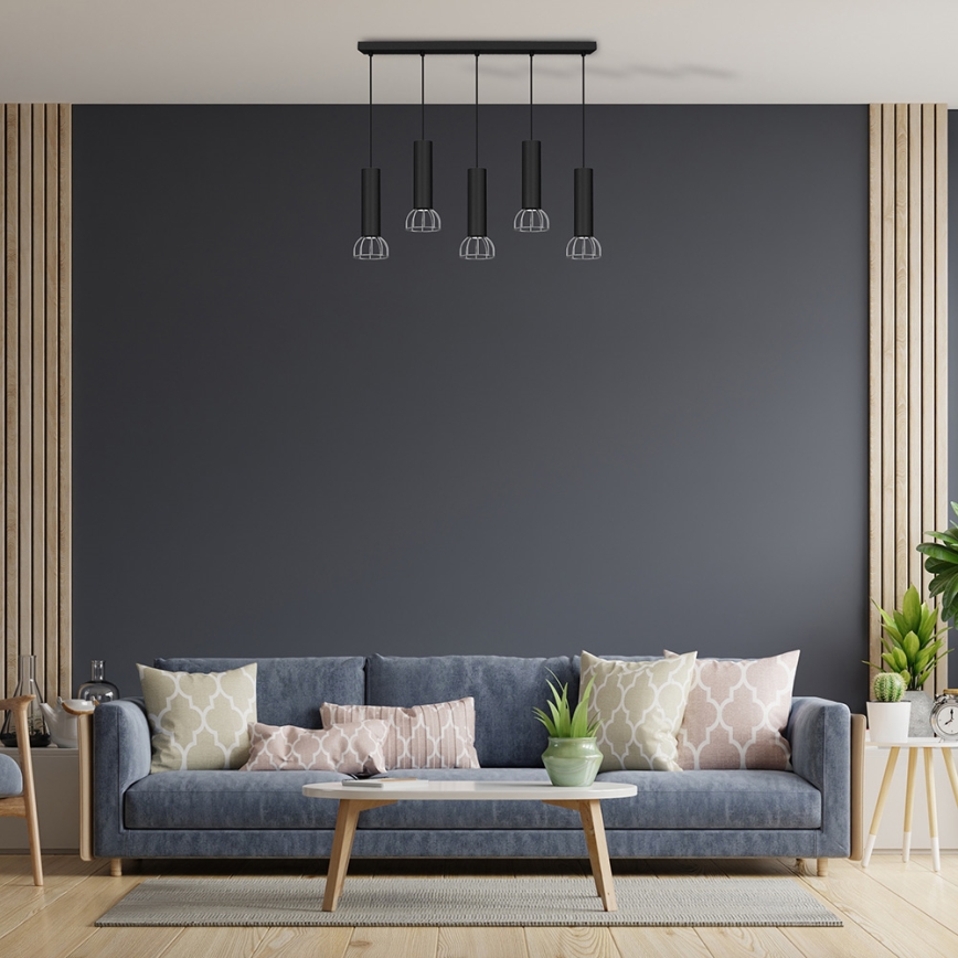 Люстра на тросе DANTE 5xGU10/25W/230V черная/блестящий хром