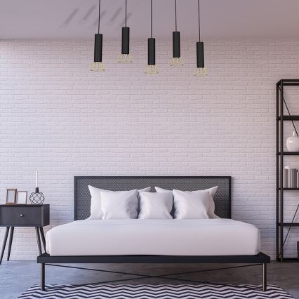 Люстра на тросе DANTE 5xGU10/25W/230V черная/золотая