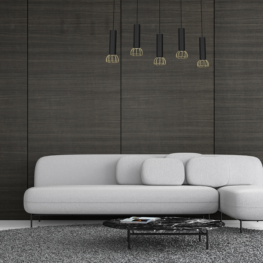 Люстра на тросе DANTE 5xGU10/25W/230V черная/золотая