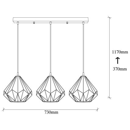 Люстра на тросе DIAMOND 3xE27/100W/230V