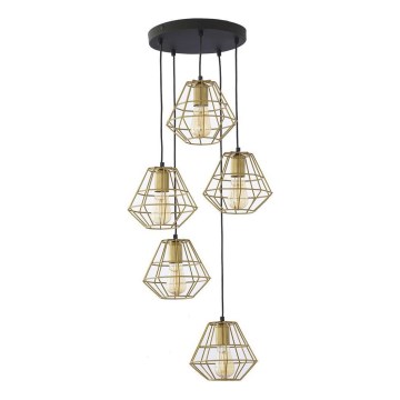 Люстра на тросе DIAMOND 5xE27/15W/230V чёрная/золотая