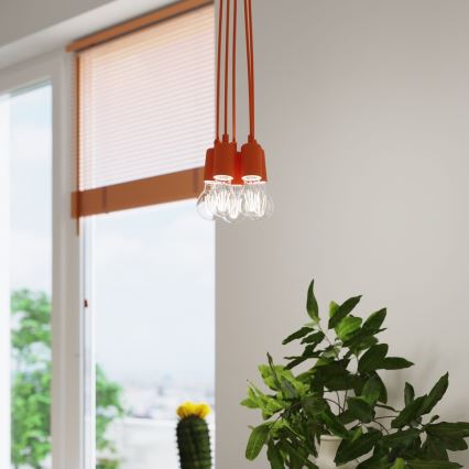 Люстра на тросе DIEGO 3xE27/60W/230V оранжевая