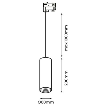 Люстра на тросе для 3-фазной трековой системы PIPE 1xGU10/25W/230V черная
