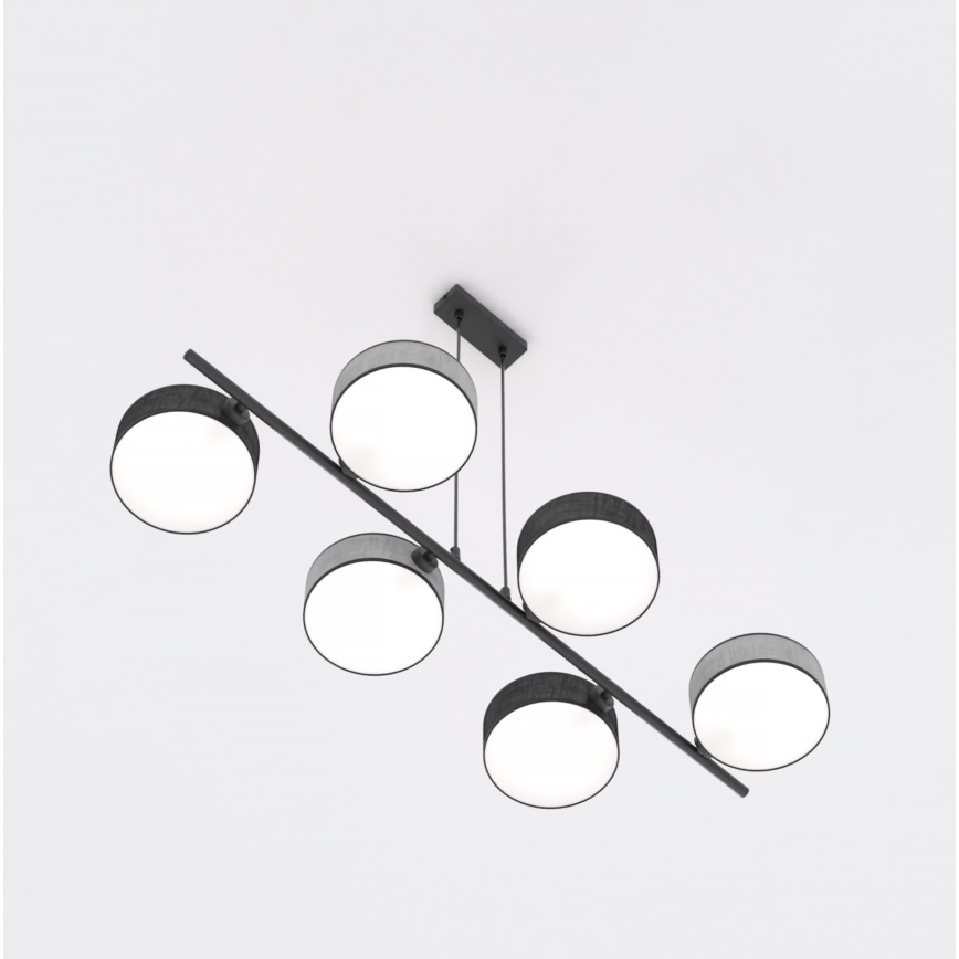 Люстра на тросе DRUMZ 6xE14/10W/230V чёрная/серая