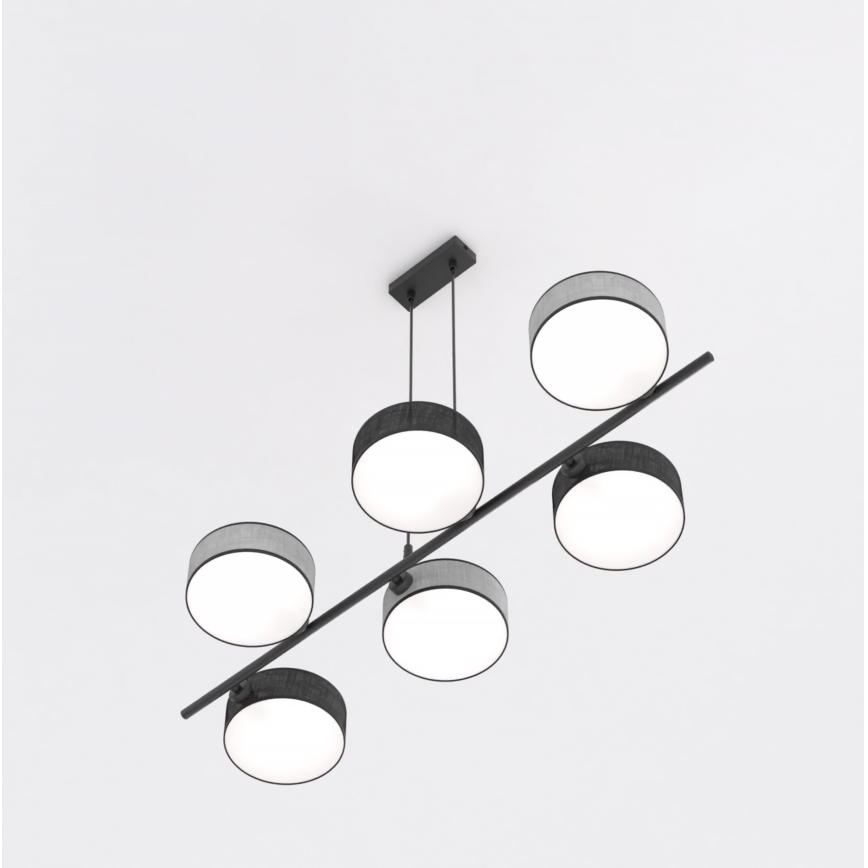 Люстра на тросе DRUMZ 6xE14/10W/230V чёрная/серая