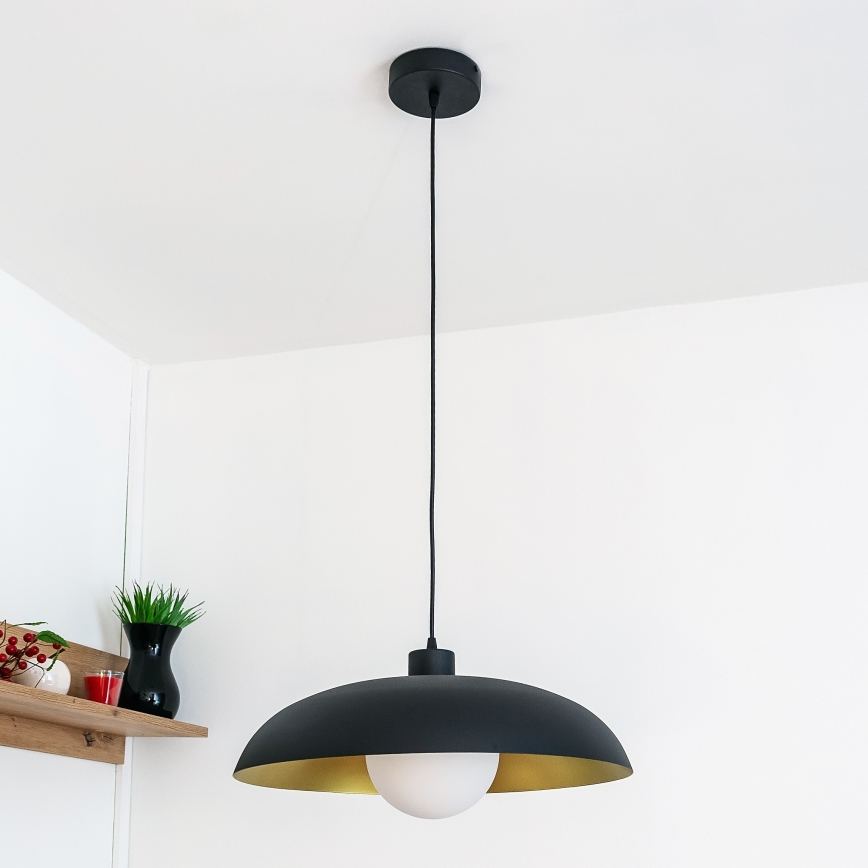 Люстра на тросе ECLIPSE 1xE27/15W/230V чёрный/золотой