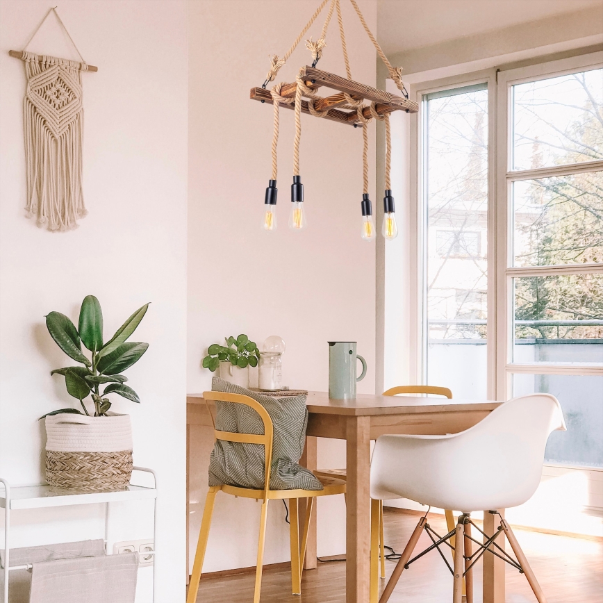 Люстра на тросе EREBOS 4xE27/40W/230V коричневая