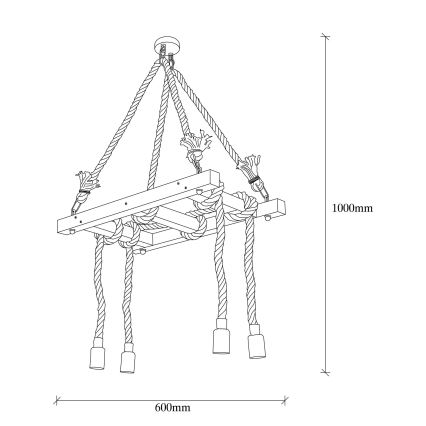 Люстра на тросе EREBOS 4xE27/40W/230V коричневая