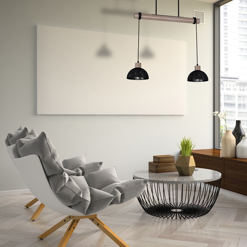 Люстра на тросе ERIK 2xE27/60W/230V коричневая/черная