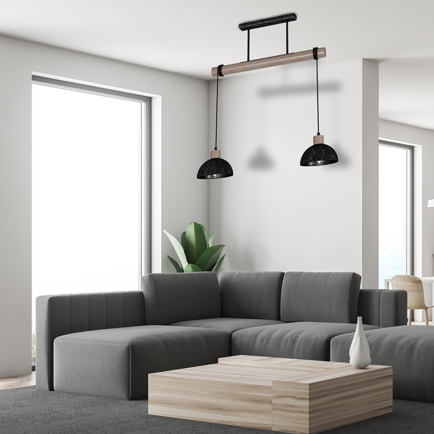 Люстра на тросе ERIK 2xE27/60W/230V коричневая/черная