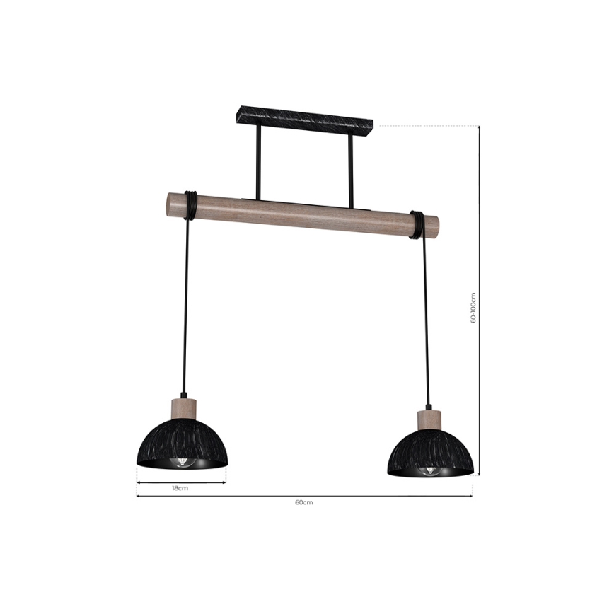 Люстра на тросе ERIK 2xE27/60W/230V коричневая/черная