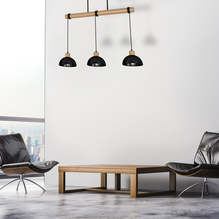 Люстра на тросе ERIK 3xE27/60W/230V бежевая/черная