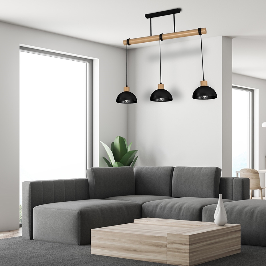 Люстра на тросе ERIK 3xE27/60W/230V бежевая/черная