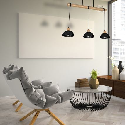 Люстра на тросе ERIK 3xE27/60W/230V бежевая/черная