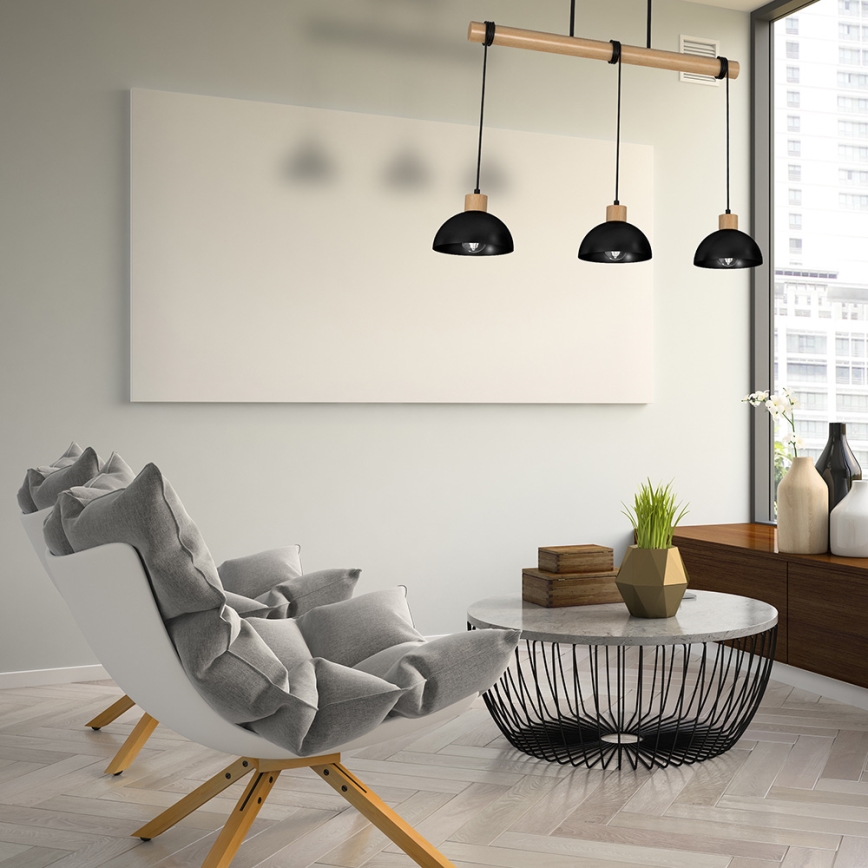 Люстра на тросе ERIK 3xE27/60W/230V бежевая/черная