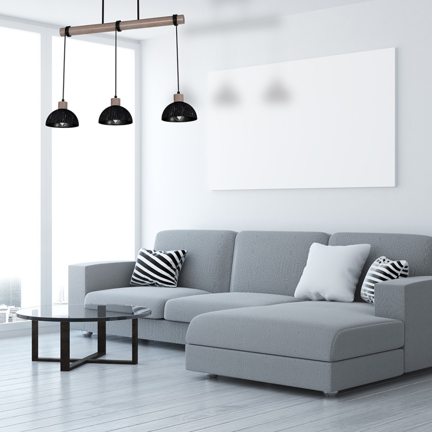 Люстра на тросе ERIK 3xE27/60W/230V коричневая/черная