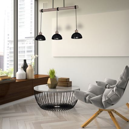 Люстра на тросе ERIK 3xE27/60W/230V коричневая/черная