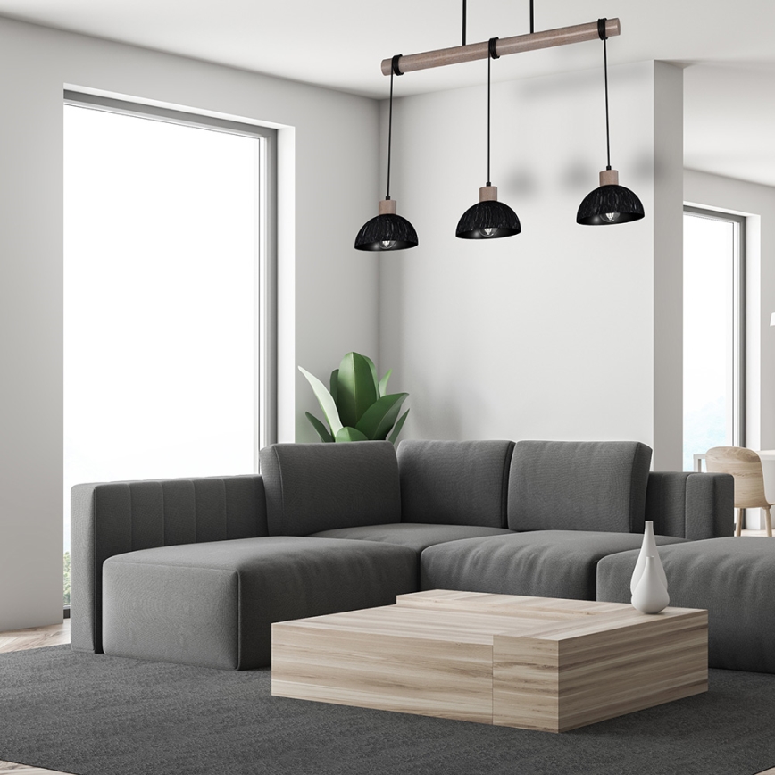 Люстра на тросе ERIK 3xE27/60W/230V коричневая/черная