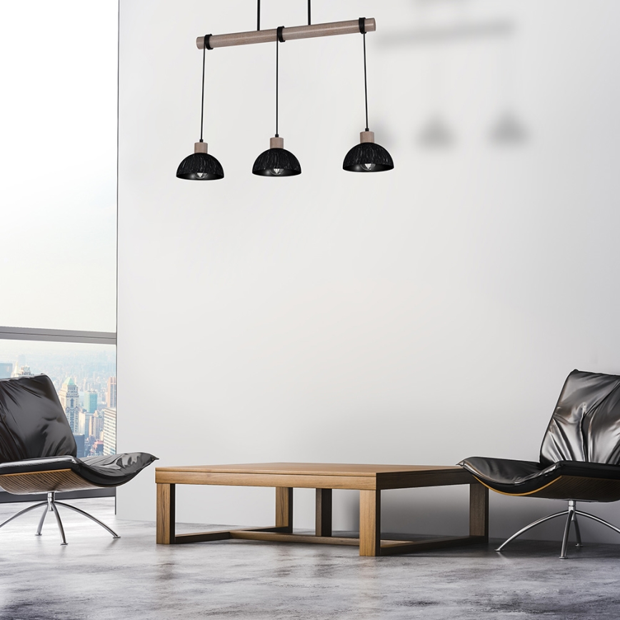 Люстра на тросе ERIK 3xE27/60W/230V коричневая/черная