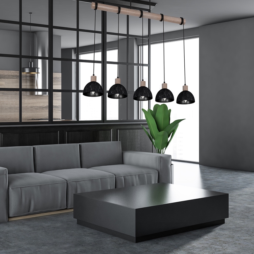 Люстра на тросе ERIK 5xE27/60W/230V коричневая/черная