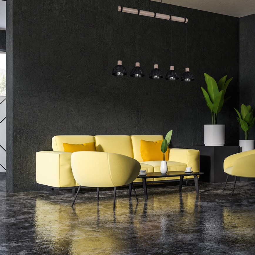 Люстра на тросе ERIK 5xE27/60W/230V коричневая/черная