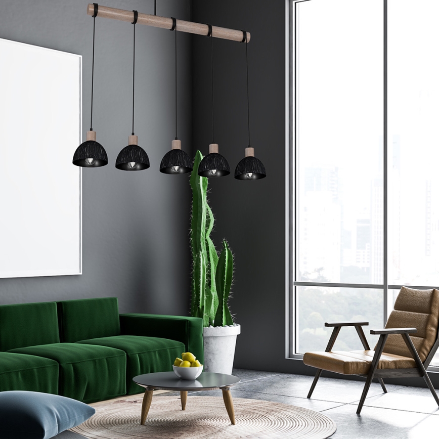 Люстра на тросе ERIK 5xE27/60W/230V коричневая/черная