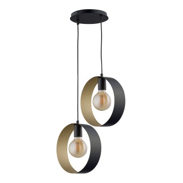 Люстра на тросе HAPPY 2xE27/60W/230V черная/золотая