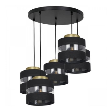 Люстра на тросе HAVARD 5xE27/60W/230V черная/латунь, круглая