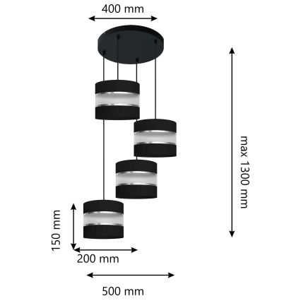 Люстра на тросе HELEN 4xE27/15W/230V черная