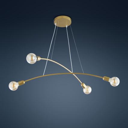 Люстра на тросе HELIX 4xE27/60W/230V золотая