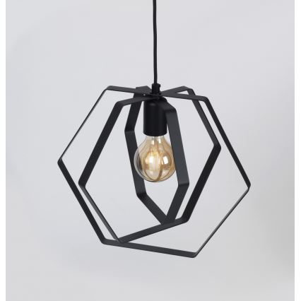 Люстра на тросе HEXAGON 3xE27/60W/230V черная, круглая