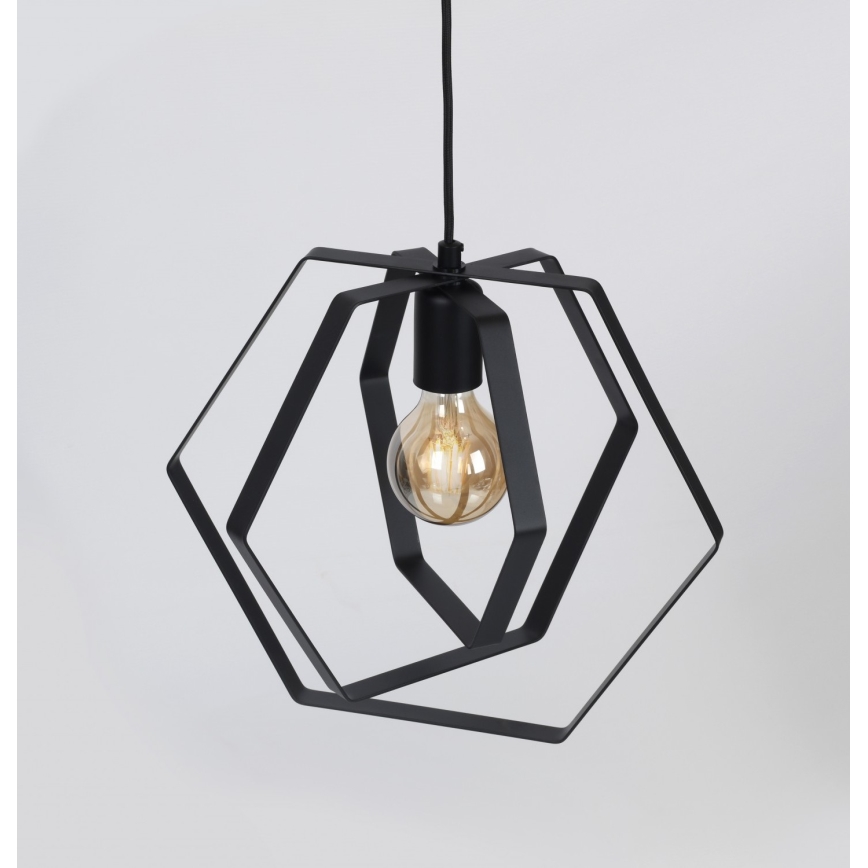 Люстра на тросе HEXAGON 3xE27/60W/230V черная, круглая