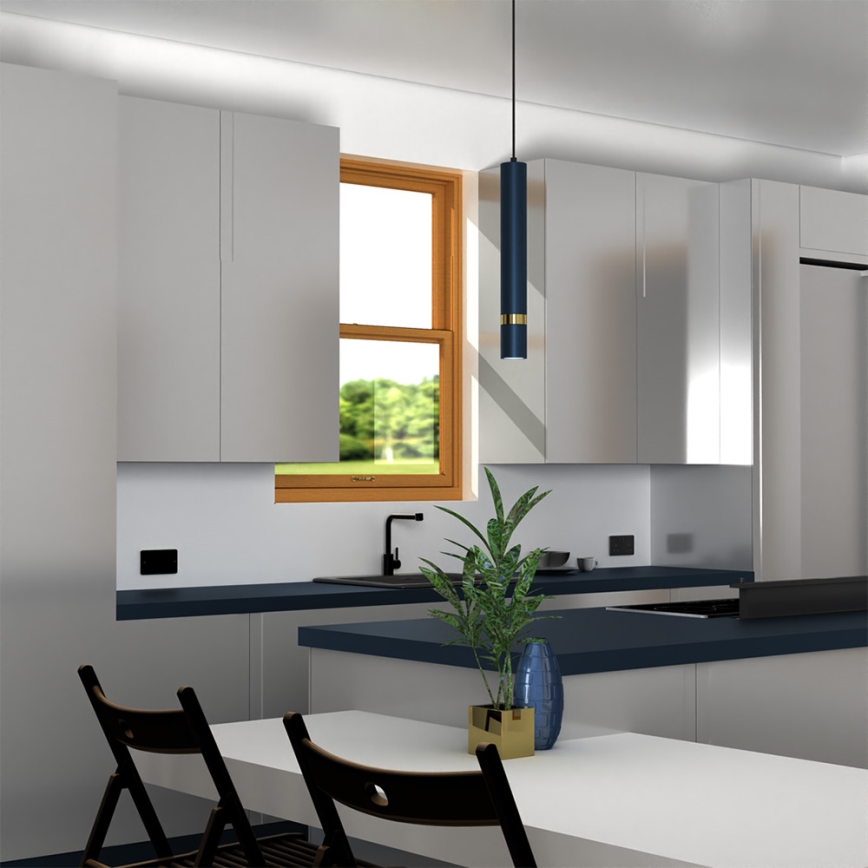 Люстра на тросе JOKER 1xGU10/25W/230V синяя/золотая