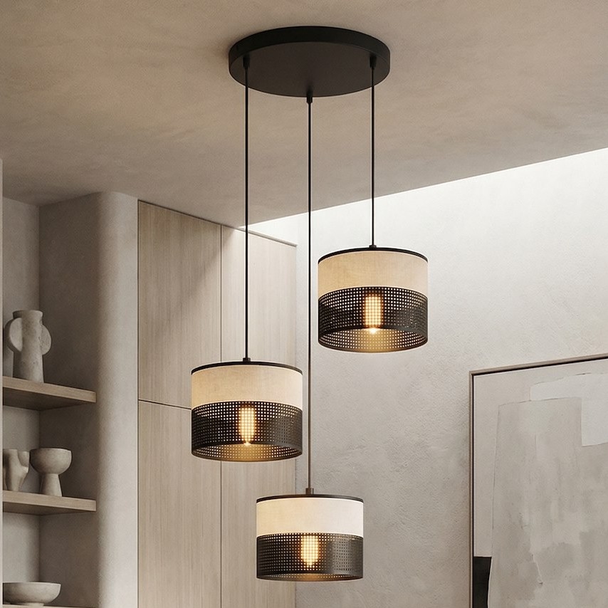 Люстра на тросе KARBON 3xE27/15W/230V черный/серый