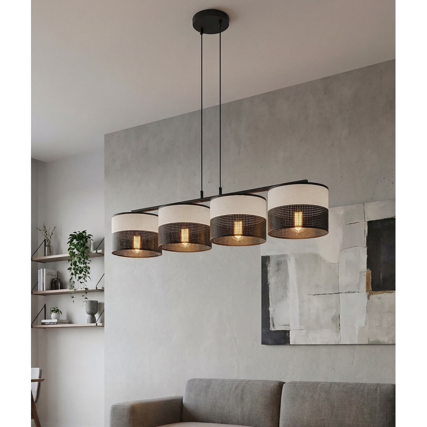 Люстра на тросе KARBON 4xE27/15W/230V чёрная/серая