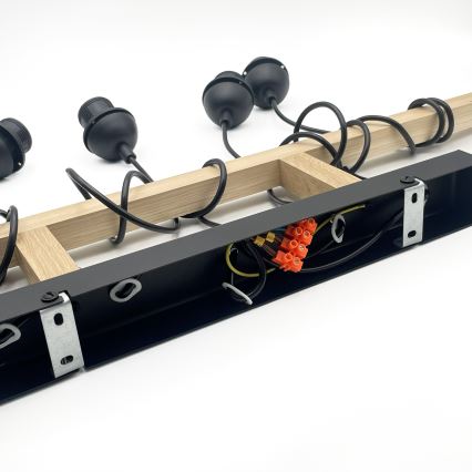 Люстра на тросе LEANDRA 5xE27/15W/230V дуб/чёрный