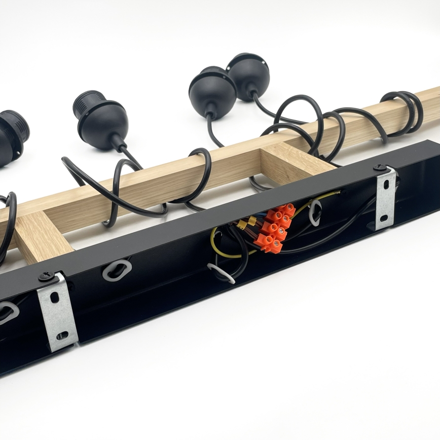 Люстра на тросе LEANDRA 5xE27/15W/230V дуб/чёрный