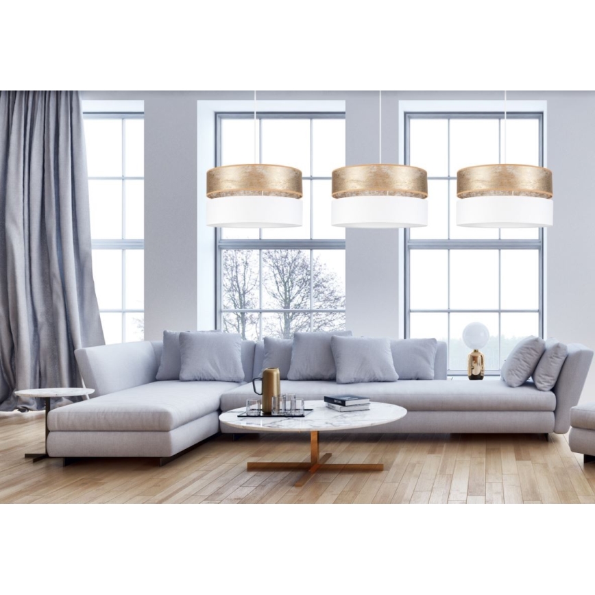 Люстра на тросе LIMA 1xE27/60W/230V белая/золотая