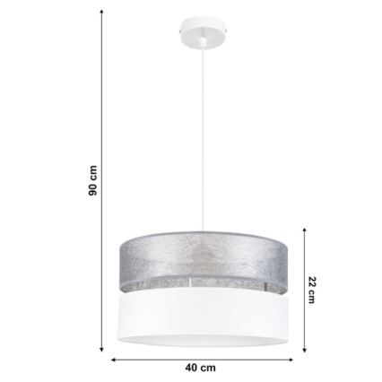 Люстра на тросе LIMA 1xE27/60W/230V серебряная/белая