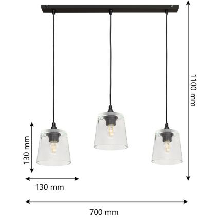 Люстра на тросе LUCEA 3xE27/15W/230V