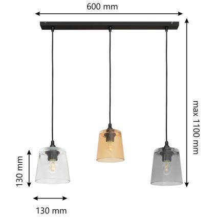 Люстра на тросе LUCEA 3xE27/15W/230V