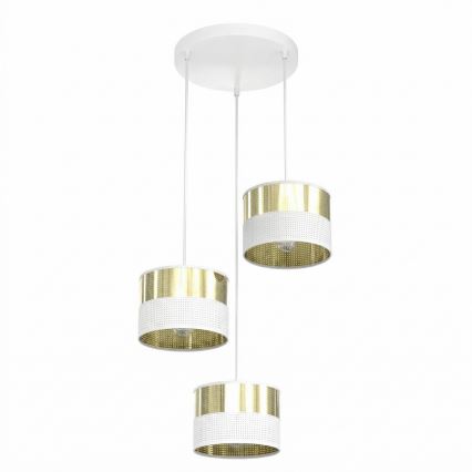 Люстра на тросе LUX 3xE27/15W/230V белая/золотая