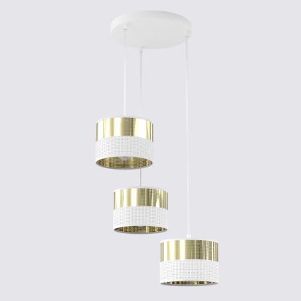 Люстра на тросе LUX 3xE27/15W/230V белая/золотая