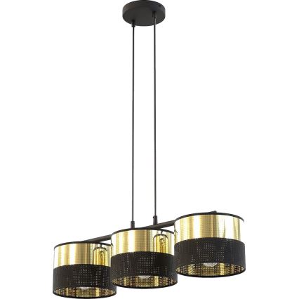 Люстра на тросе LUX 3xE27/15W/230V черный/золотой