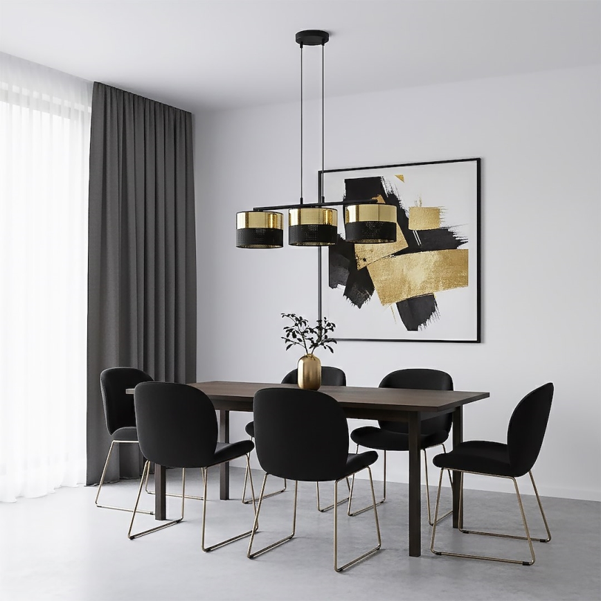Люстра на тросе LUX 3xE27/15W/230V черный/золотой